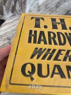 Vintage Tin Tacker T. H. Garner Hardware Furniture Embossed Sign Quanah TX NOS