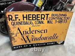 Vintage Tin Trade Sign R. F. Hebert Building Contractor Quinebaug Conn