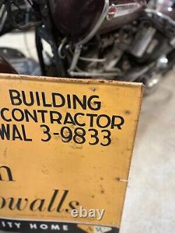 Vintage Tin Trade Sign R. F. Hebert Building Contractor Quinebaug Conn