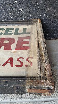 Vintage Tin painted hardware store sign in wood frame James Purcell