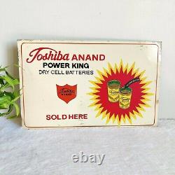Vintage Toshiba Anand Powder King Dry Cell Batteries Advertising Tin Sign Board