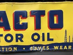 Vintage Tracto Motor Oil Tin Embossed Sign Original Stout Sign Co