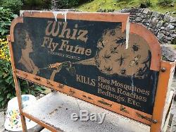 Vintage Unusual WHIZ Fly Fume Tin Can Automotive Advertising Display Sign Rack