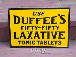 Vintage Use Duffee's Fifty-Fifty Laxative Tonic Tablets Tin Sign