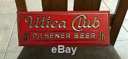 Vintage Utica Club Beer Metal Toc Sign Tin Over Cardboard West End Brg Utica Ny