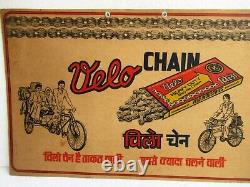 Vintage Velo Heavy Duty Bicycle Chain Advertising Tin Sign Embossed Cardboard F