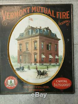Vintage Vermont Mutual Fire Insurance Original Tin Sign 1920s