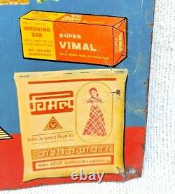 Vintage Vimal Washing Bar & Powder Advertising Tin Sign Dancing Girl Graphics