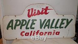 Vintage Visit Apple Valley California Painted Tin Sign 30 Long