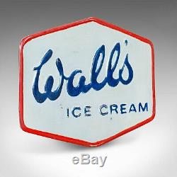 Vintage Wall's Ice Cream Sign, English, Alloy, Advertisement, Plate, Circa 1950
