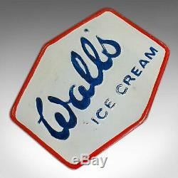 Vintage Wall's Ice Cream Sign, English, Alloy, Advertisement, Plate, Circa 1950