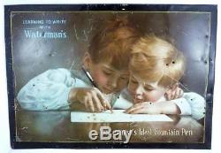 Vintage Waterman's Ideal Fountain Pen Tin Litho Advertising Sign c. 1910-20's