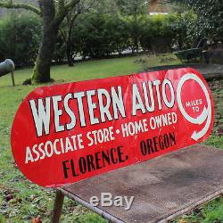 Vintage Western Auto Associate Store Arrow Embossed Tin Sign Florence Oregon