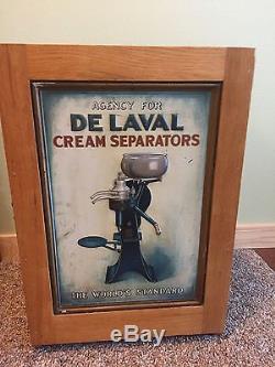 Vintage Wood & Tin Sign De Laval Dealer Cream Separator Parts Cabinet