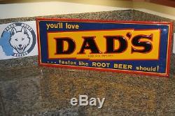 Vintage You'll Love Dad's. Taste Like Root Beer Should! Soda Tin Sign 31x12