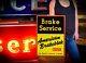 Vintage Advertising Brakeblok Service Sign Tin Early Dealer Gas Station Ad Nice