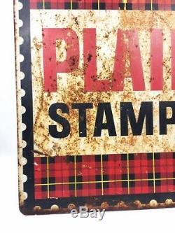 Vintage advertising Large Plaid Stamps Double Sided Tin Sign