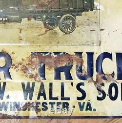 Vintage c1915 BROCKWAY MOTOR TRUCK Store Advertising TIN SIGN Winchester VA