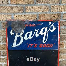 Vintage c. 1950's Drink Barq's Root Beer Tin Metal Chalkboard Sign It's Good