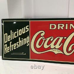 Vintage drink coca cola in bottles tin sign 12x36 Nice Condition