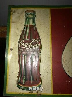Vintage embossed tin Coca Cola sign dated 1933