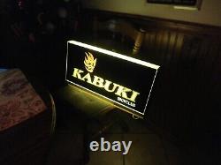 Vintage kabuki bicycle sign, Lighted, tin back, 1970s Tested