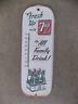Vintage Old 1950's 7 Up Tin Advertising Thermometer Soda Porcelain Sign Works