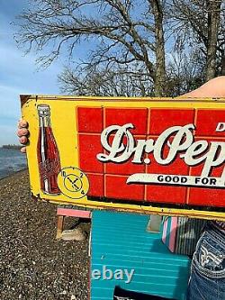 Vintage orig 1939 Dr Pepper 10-2-4 Soda Pop Metal Tin Tacker Bottle Sign 29X12