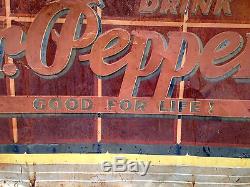 Vintage original 1948 Dr. Pepper Brick Advertising Tin Soda Pop Sign N Porcelain