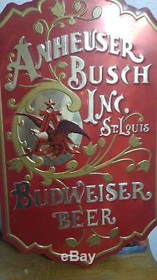 Vintage original Anheuser- Busch Budweiser St. Louis Embossed Tin Metal Sign