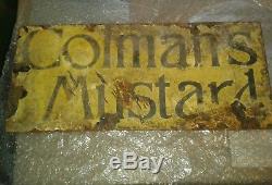 Vintage original Colmans Mustard enamel tin sign, faded worn but complete cafe