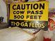 Vintage Original Cow Pass Cattle Crossing Ti O Ga Feed Tin Advertising Sign Rare