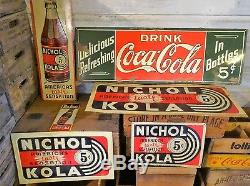 Vintage original embossed tin soda sign Coca Cola Coke near mint OUTSTANDING
