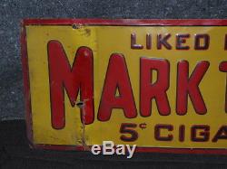 Vintage original tin cigar sign embossed Mark Twain cigars