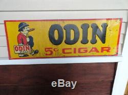 Vintage original tin sign Odin 5 cent cigar 1930's great early country store