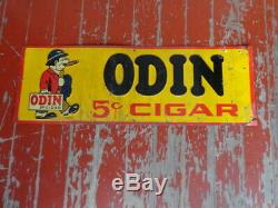 Vintage original tin sign Odin 5 cent cigar 1930's great early country store