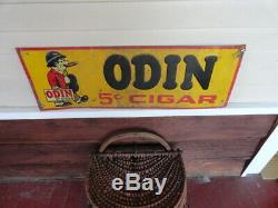 Vintage original tin sign Odin 5 cent cigar 1930's great early country store adv