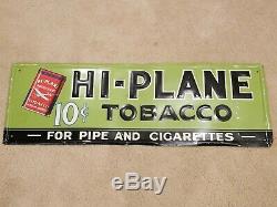 Vintage original tin sign advertising Hi Plane tobacco great graphics 36in x 12