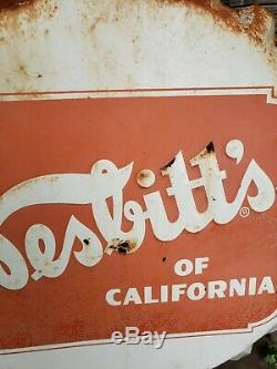 Vintage original tin soda sign Nesbitt's of California embossed bottle cap