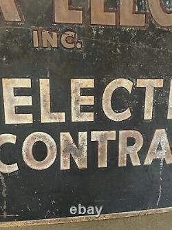 Vintage original womack electric tin sign 20x14 electrical contractors adv