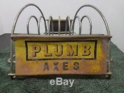 Vintage rare Plumb axe display rack holder with 2 Tin Signs