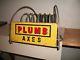 Vintage Rare Plumb Axe Display Rack Holder With 2 Tin Signs Pat Applied For
