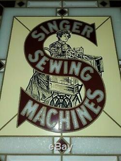 Vintage singer sewing machine stained glass looking sign