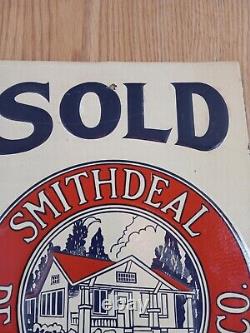 Vintage smithdeal realty Insurance tin sign metal graphic advertising embossed