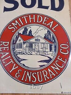Vintage smithdeal realty Insurance tin sign metal graphic advertising embossed