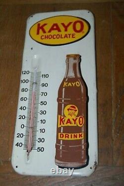 Vintage tin KAYO Chocolate Drink Thermometer 13.5 advertising not soda sign