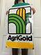 Vintage Tin Metal Agri Gold Seed Farm Corn Sign Feed Gas Oil Soda Pop Ag Pig Cow