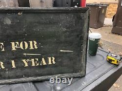 Vintage tin over wood sign Notice of work left Fall River MA 44/14.5 molded edge