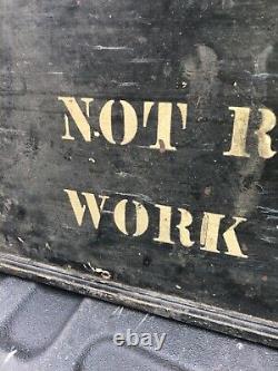 Vintage tin over wood sign Notice of work left Fall River MA 44/14.5 molded edge