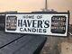 Vintage Tin & Wood Sign Havers Candy Light Lunch Tappan Ny 72 X 24 Molded Edge